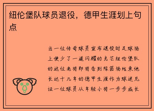 纽伦堡队球员退役，德甲生涯划上句点